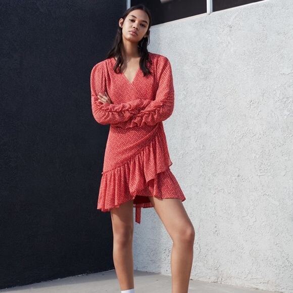 AllSaints Red Flores Dress S